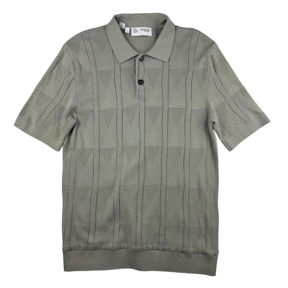 Selected Homme Knitted Polo Shirt Cotton Taupe Size L